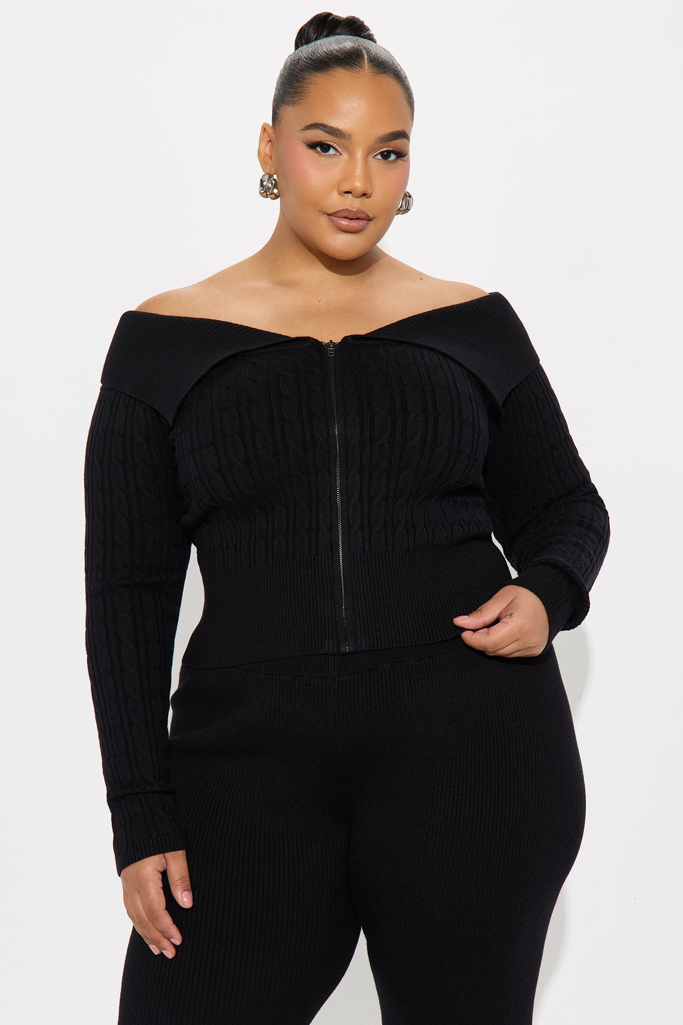 Isabella Sweater Cardigan Pant Set - Black