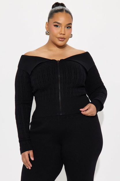 Isabella Sweater Cardigan Pant Set - Black