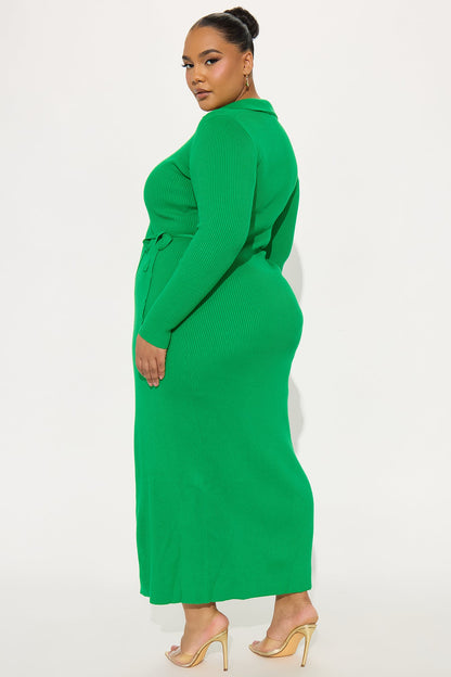 Peyton Sweater Wrap Maxi Dress - Kelly Green