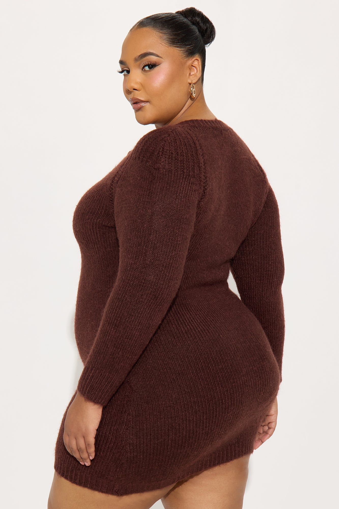 Zakia Zip Front Sweater Mini Dress - Brown
