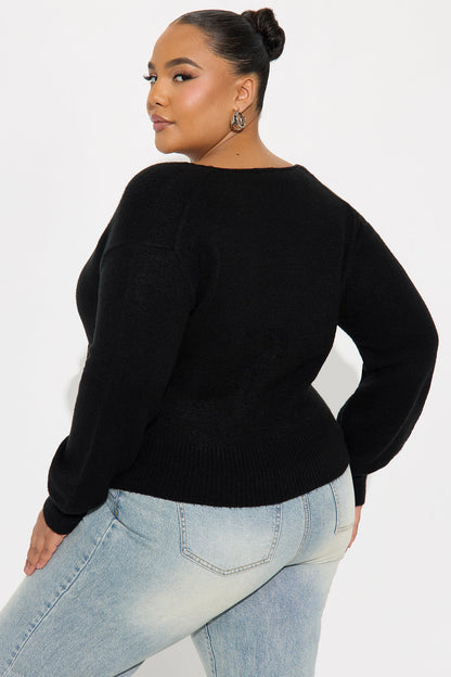 Sweet Like Candy Surplice Sweater - Black