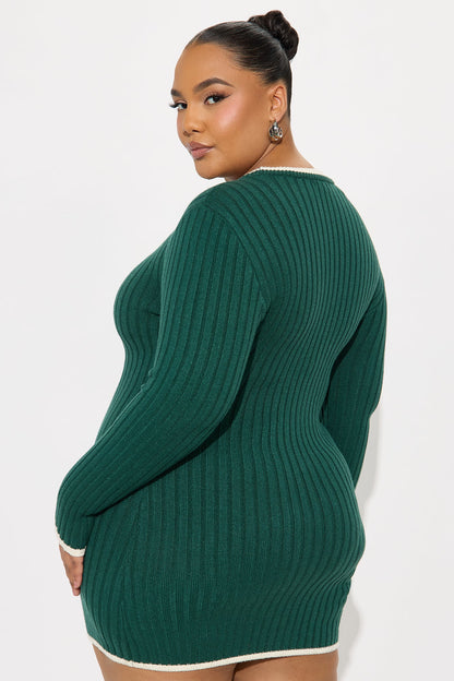 Keep Warm Sweater Mini Dress - Hunter