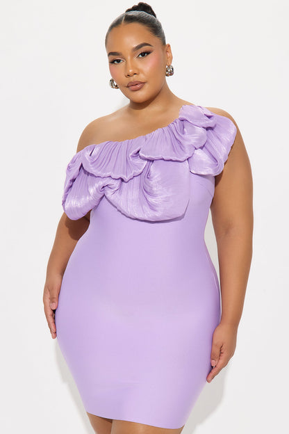 Ready For My Close Up Ruffle Bandage Mini Dress - Lavender