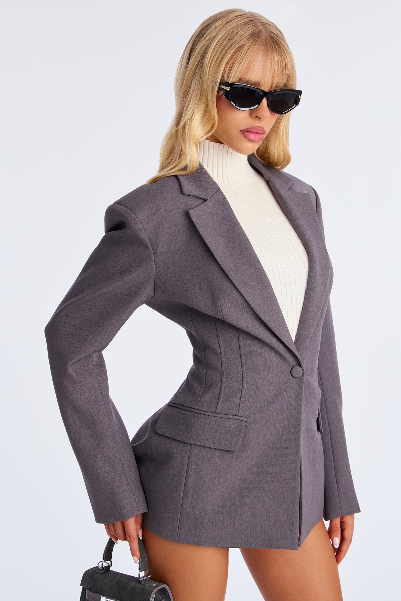 Hailey Hourglass Fitted Blazer - Charcoal