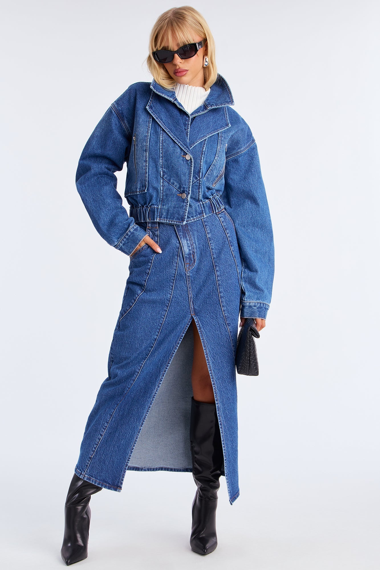 Isabel Denim Bomber Jacket - Medium Wash