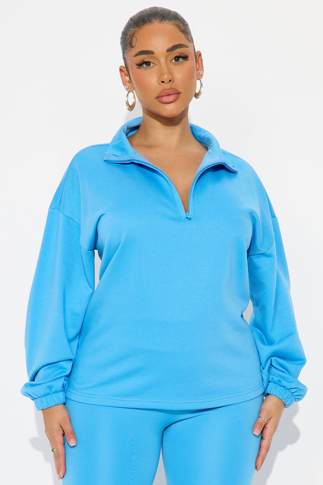 Beverly Quarter Zip Fleece Pant Set - Blue