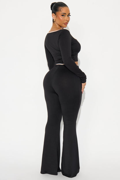The Bow Era Long Sleeve Pant Set - Black