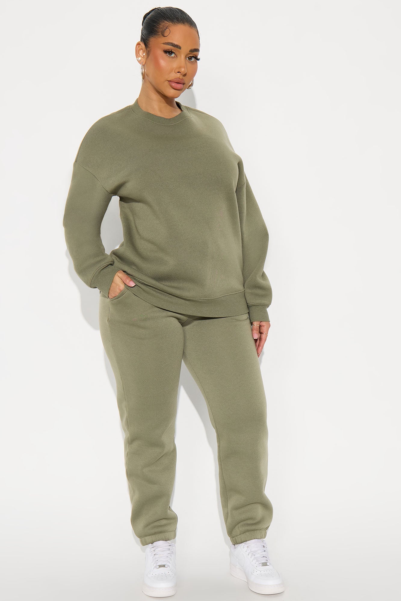 Candice Oversized Crewneck Sweatshirt - Olive