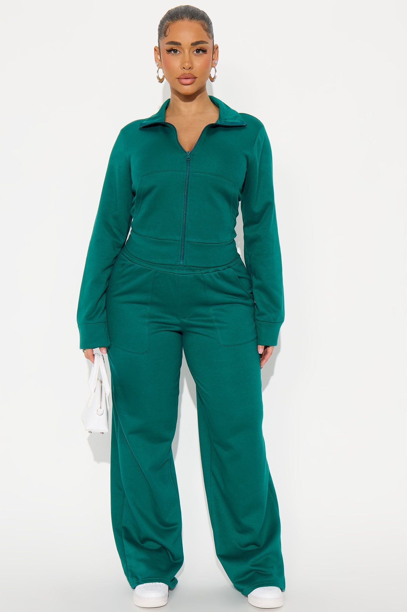 Blake Zip Up Fleece Pant Set - Hunter