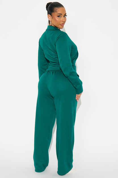 Blake Zip Up Fleece Pant Set - Hunter