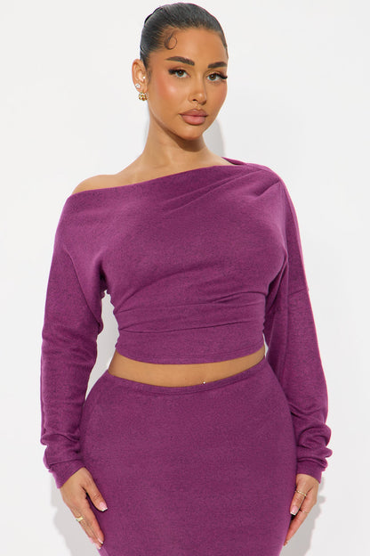 Shilo Brushed Knit Maxi Skirt Set - Plum