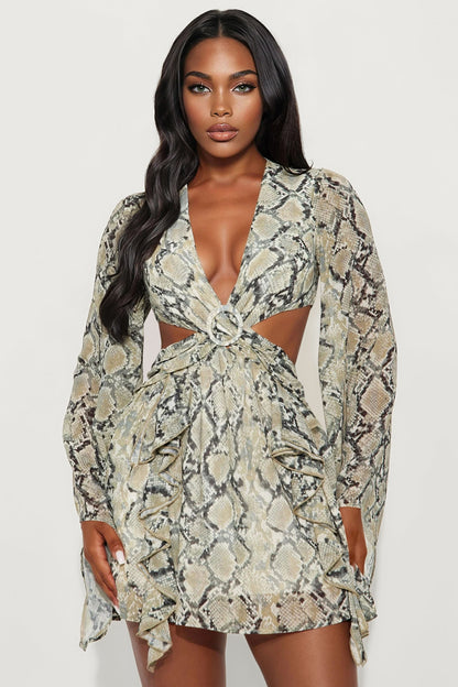 Waiting For Tonight Chiffon Mini Dress - Green/combo