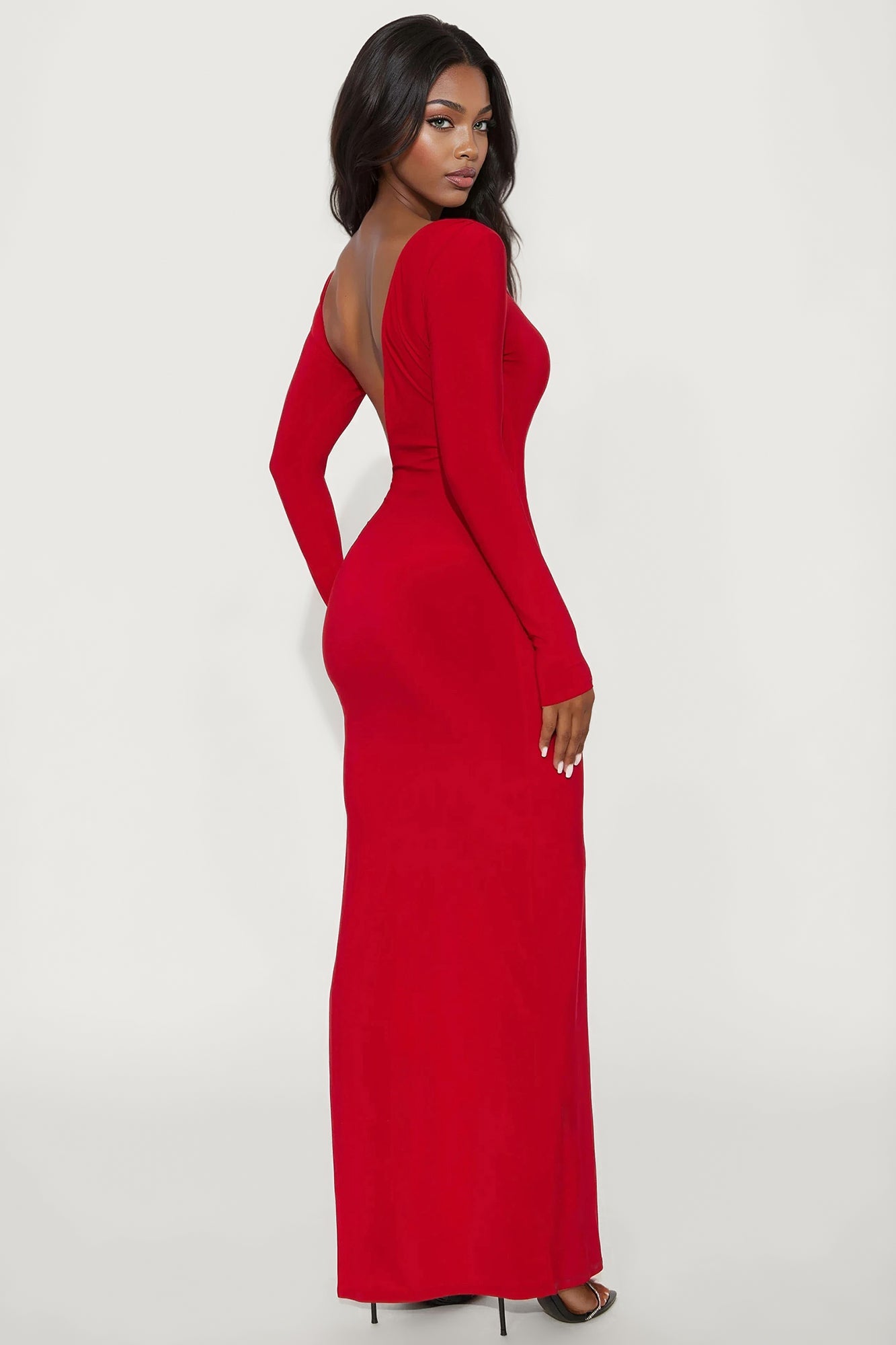 Hearts Home Backless Maxi Dress - Red