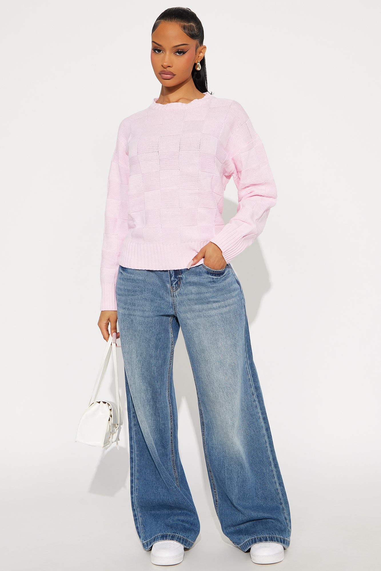 Lenny Checkered Sweater - Pink