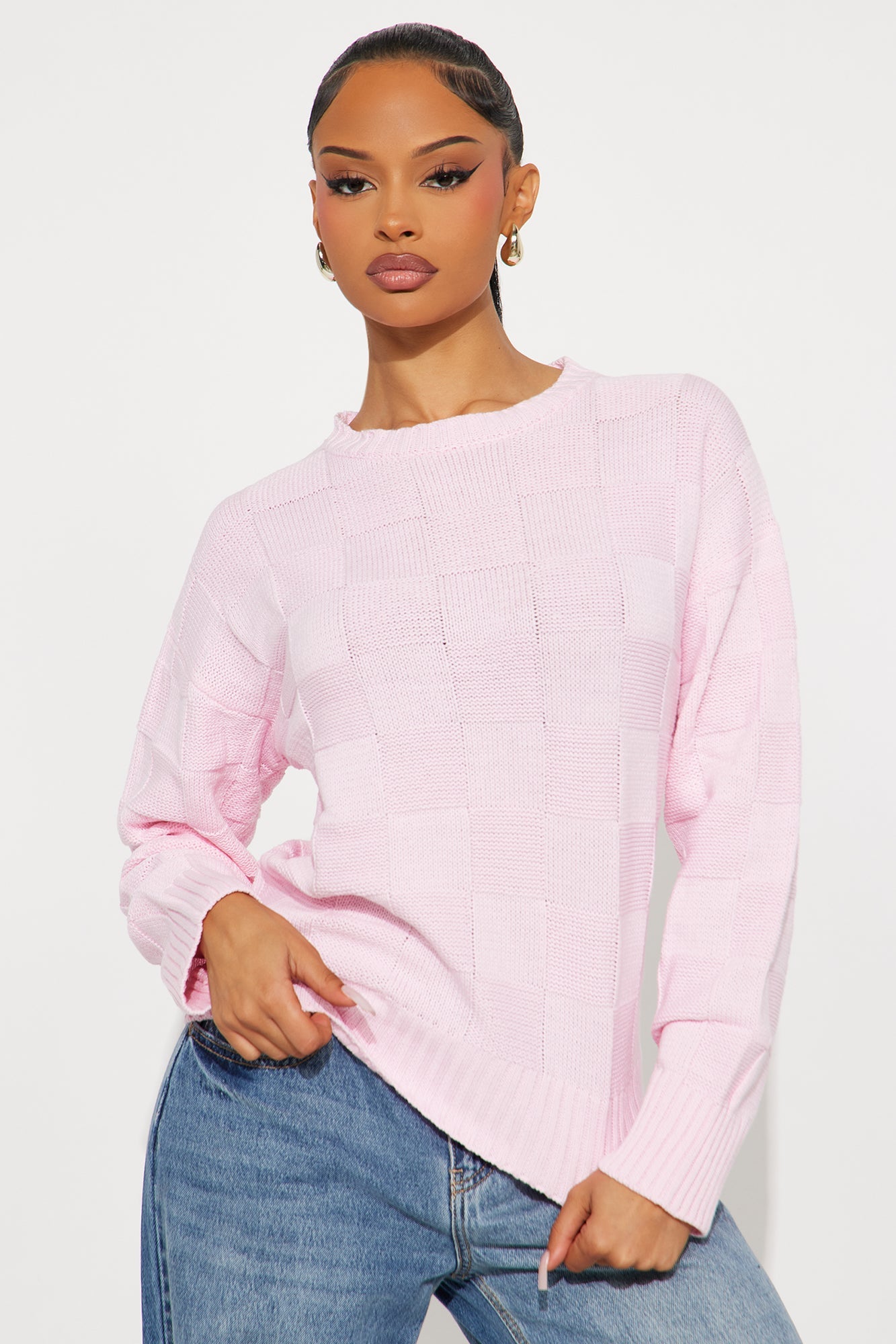 Lenny Checkered Sweater - Pink