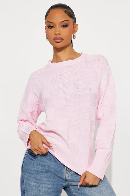 Lenny Checkered Sweater - Pink