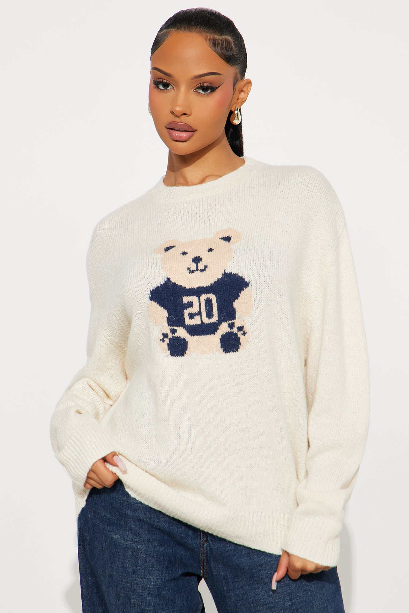 Teddy Buddy Pullover Sweater - Cream/combo