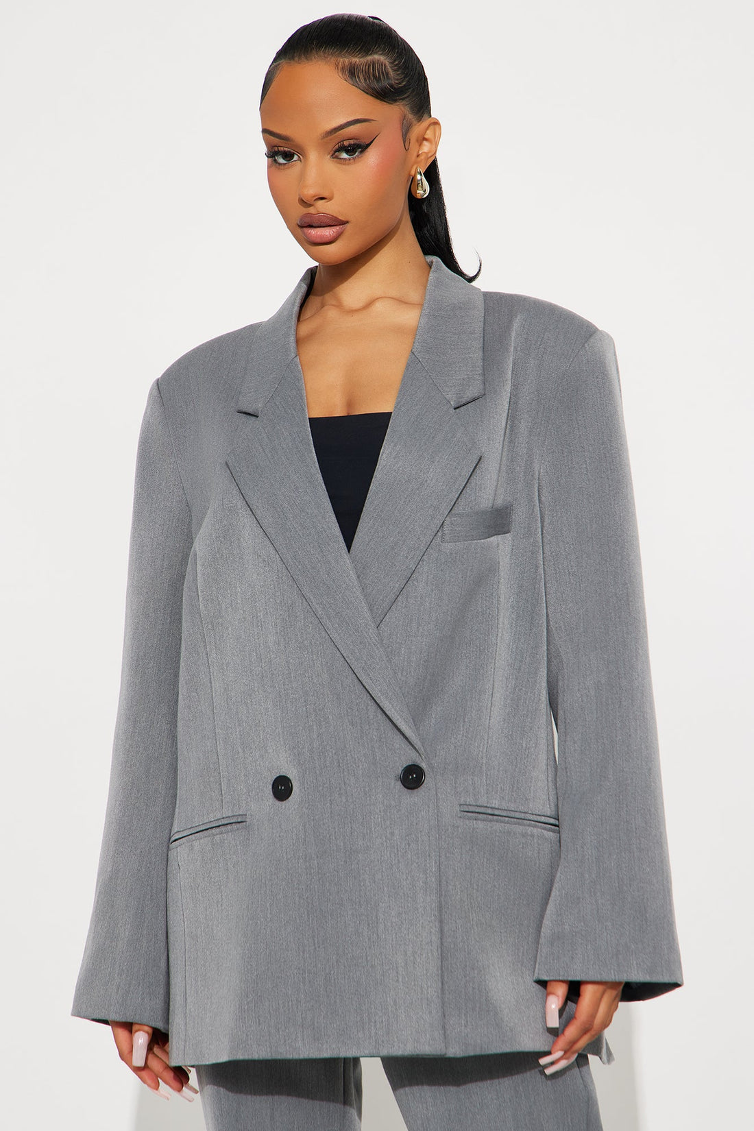 Veronica Oversized Blazer Pant Set - Grey