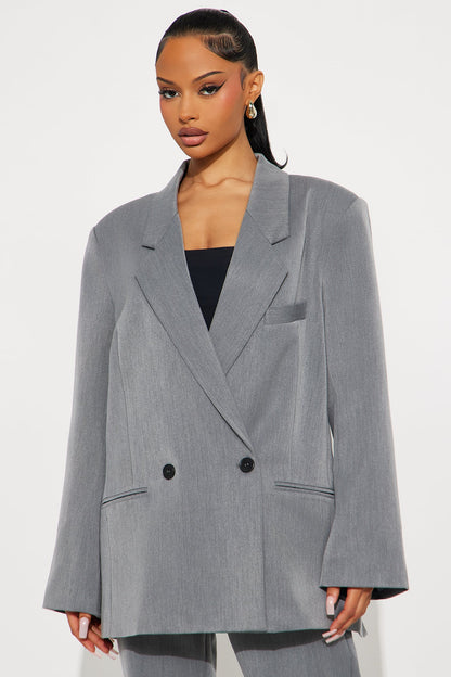 Veronica Oversized Blazer Pant Set - Grey