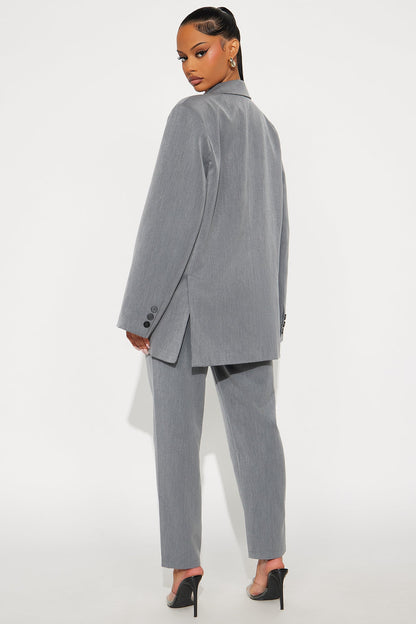 Veronica Oversized Blazer Pant Set - Grey