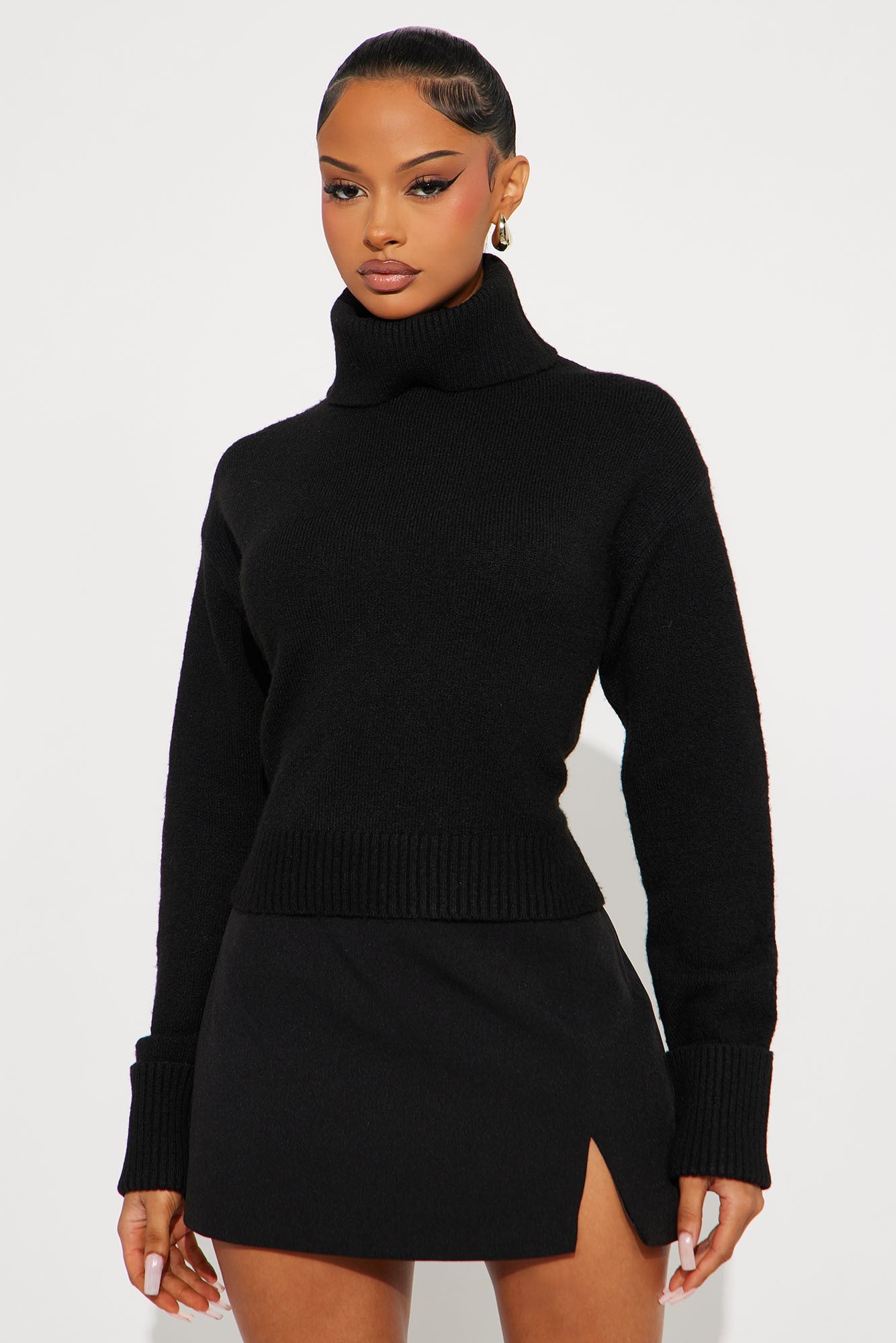 Healing Therapy Turtle Neck Sweater - Black