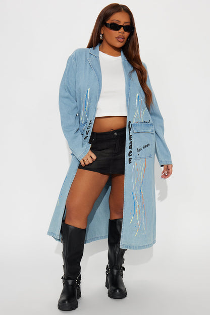 Be Inspired Denim Trench - Light Blue Wash