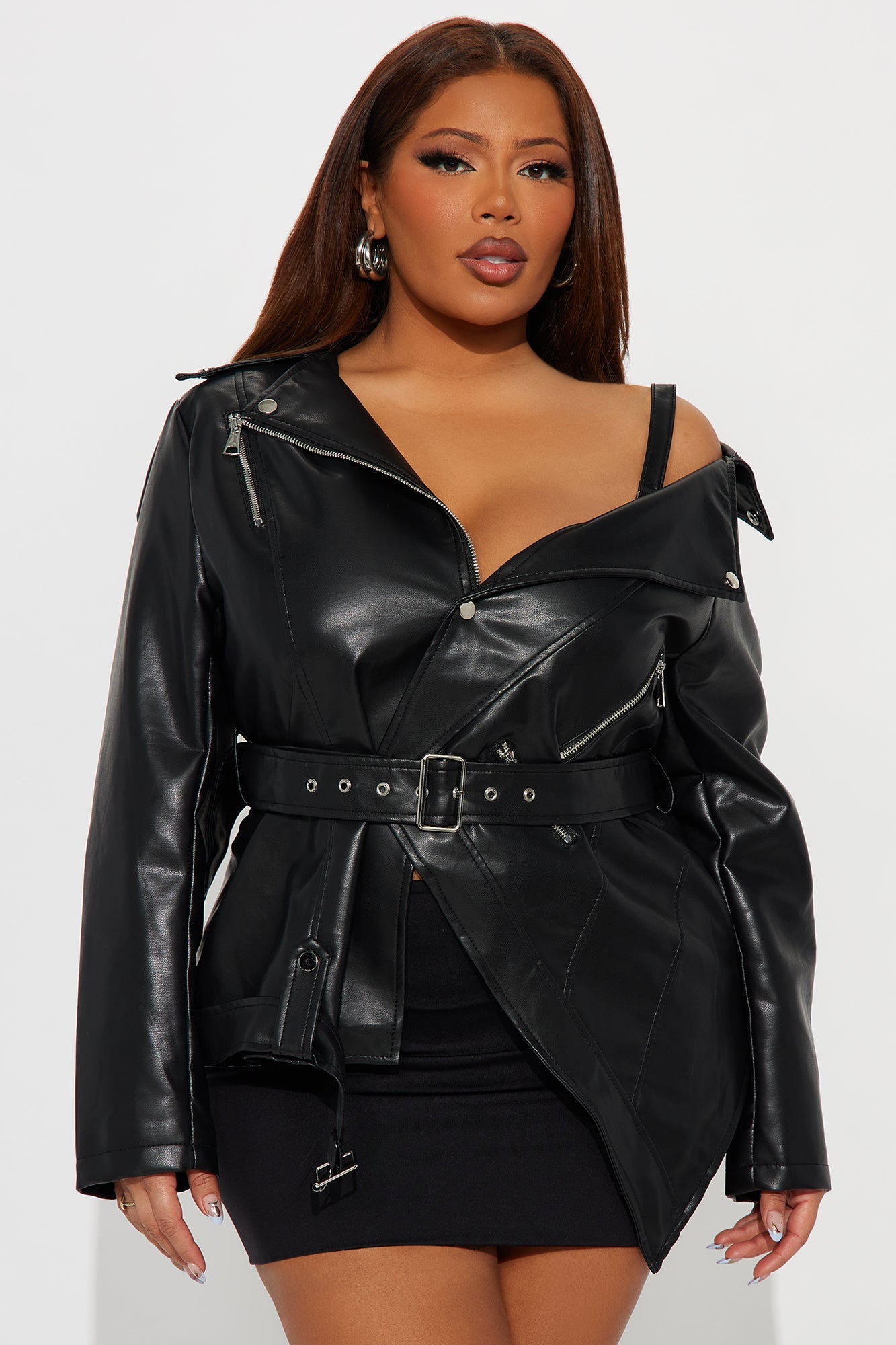 Burn Rubber Faux Leather Moto Jacket - Black