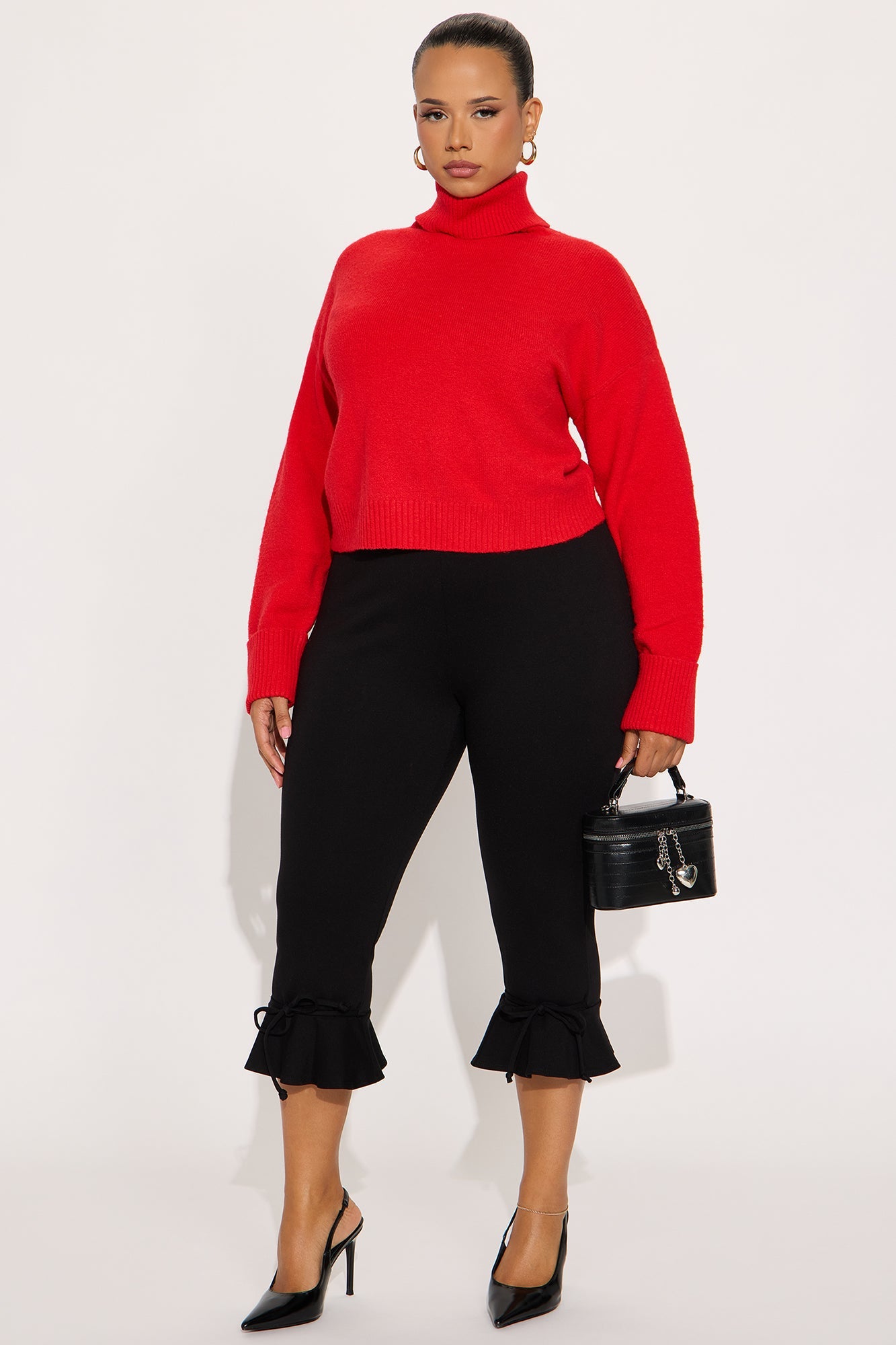 Healing Therapy Turtle Neck Sweater - Red