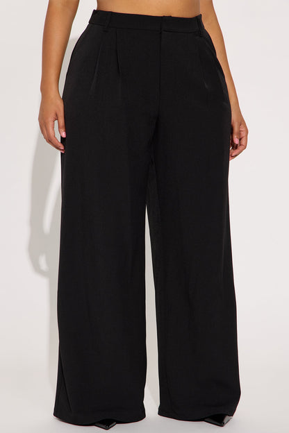 Cynthia Wide Leg Trouser Pant 33″ - Black