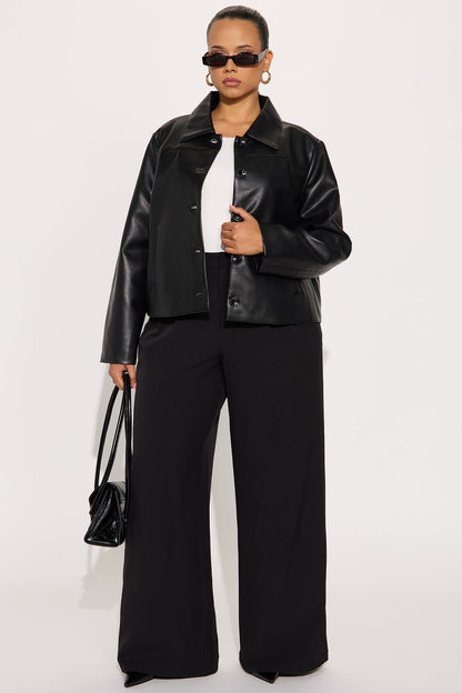 Jordan Faux Leather Jacket - Black