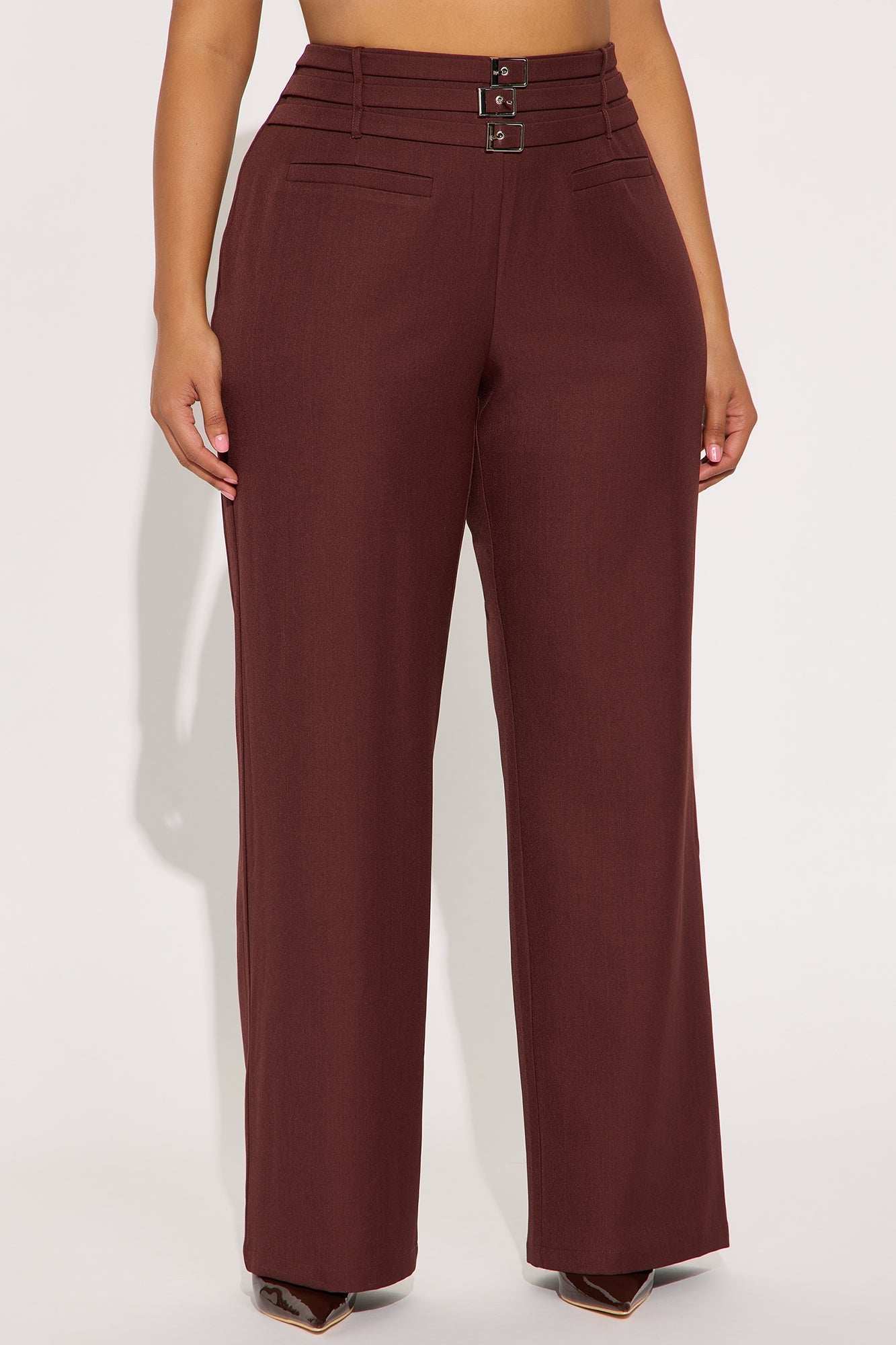 Meet The Deadline Wide Leg Trouser Pant 32″ - Chestnut