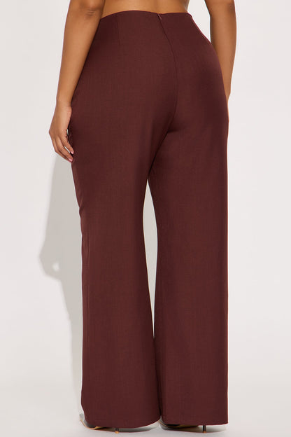 Meet The Deadline Wide Leg Trouser Pant 32″ - Chestnut
