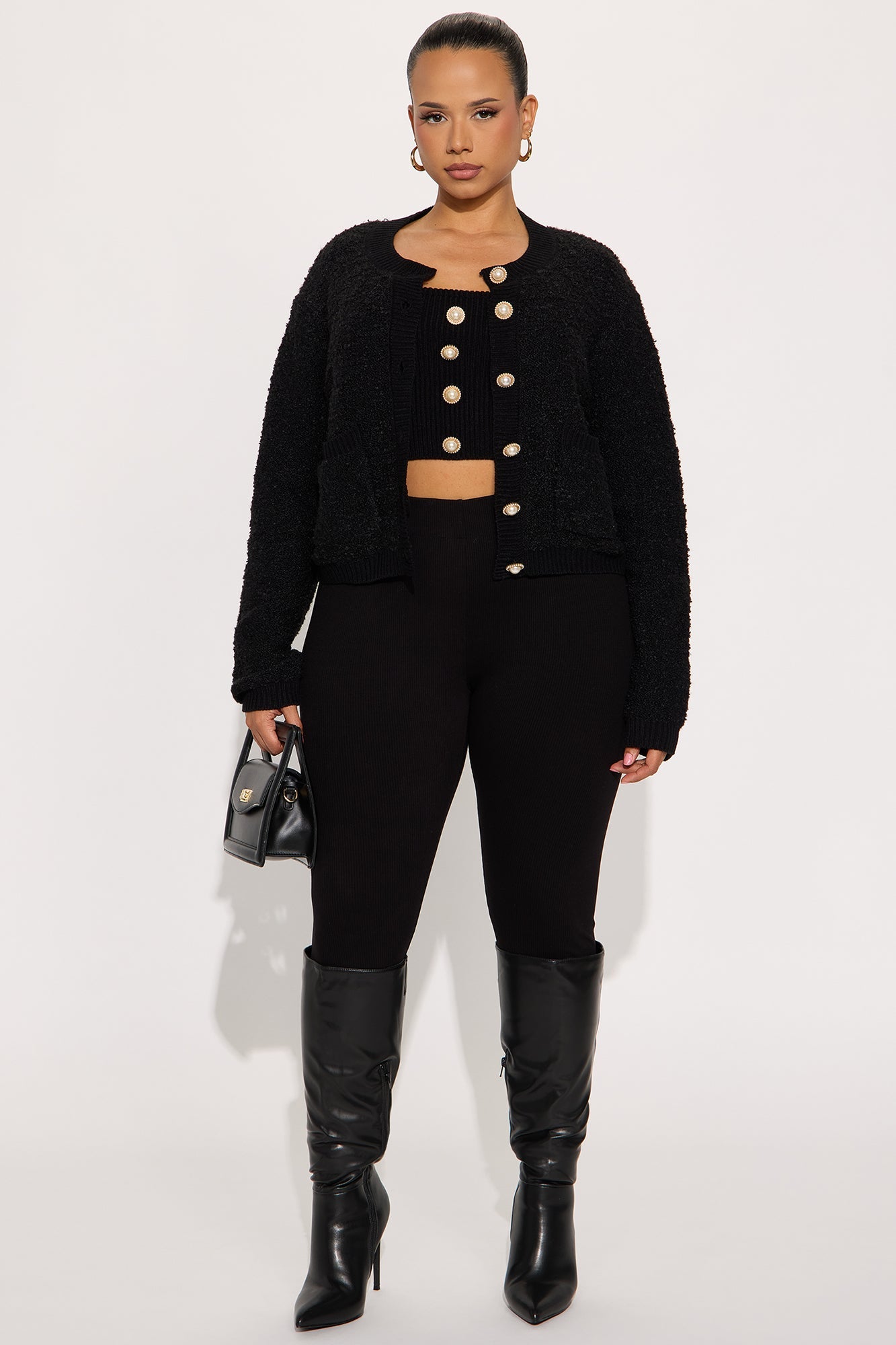 Sweet Tea Hardware 2 Piece Cardigan - Black