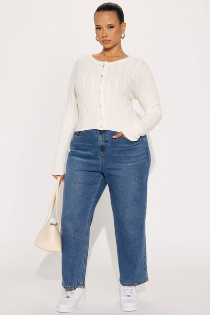 Elowen Cable Knit Cardigan - White