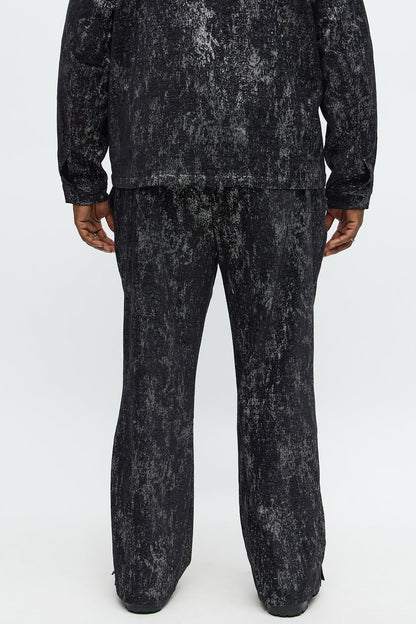 Slim Flare Slit Velvet Heathered Pant - Black