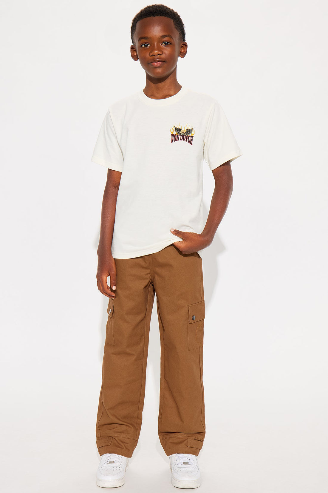Mini Oversized Von Dutch Eagle Patch Tee - Cream