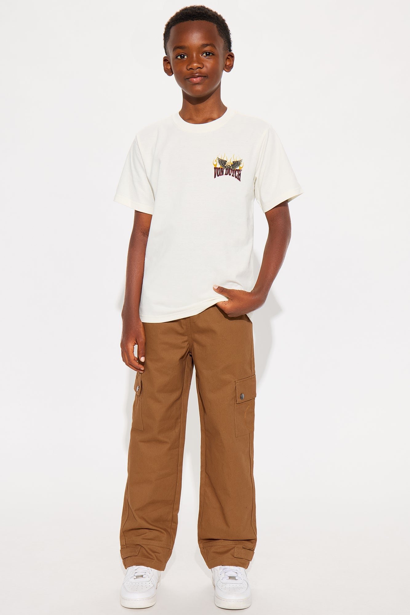 Mini Oversized Von Dutch Eagle Patch Tee - Cream