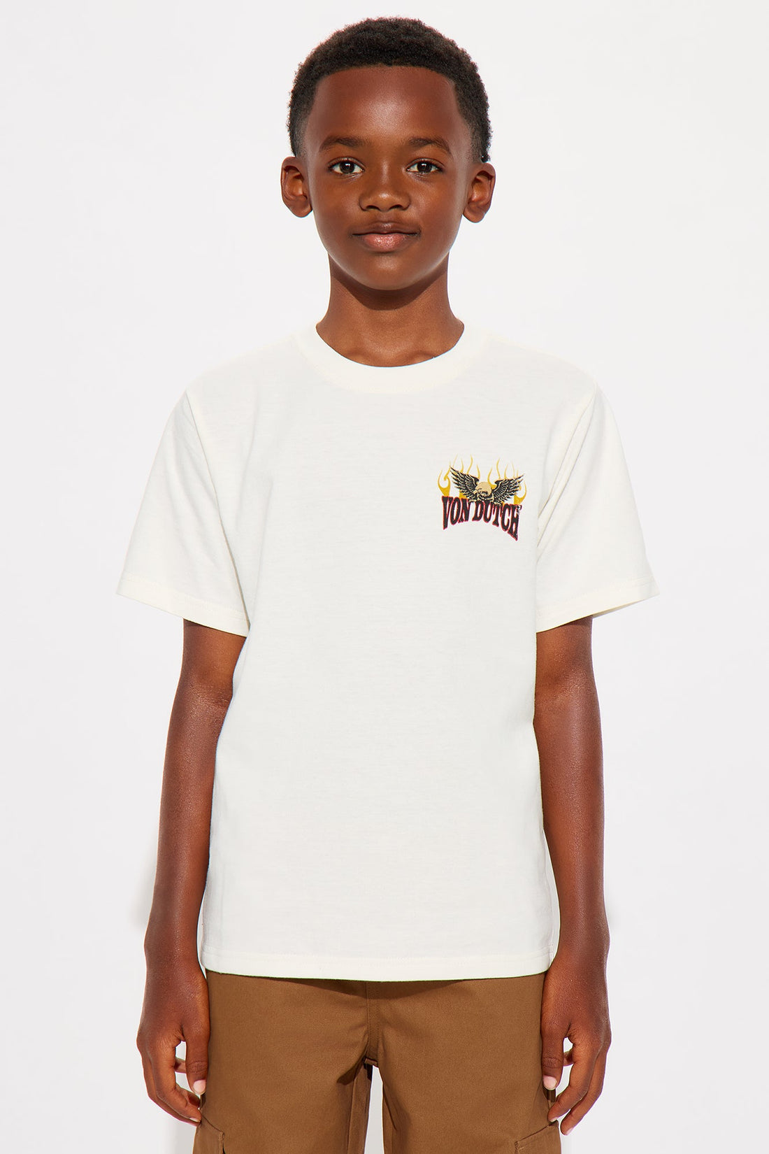 Mini Oversized Von Dutch Eagle Patch Tee - Cream