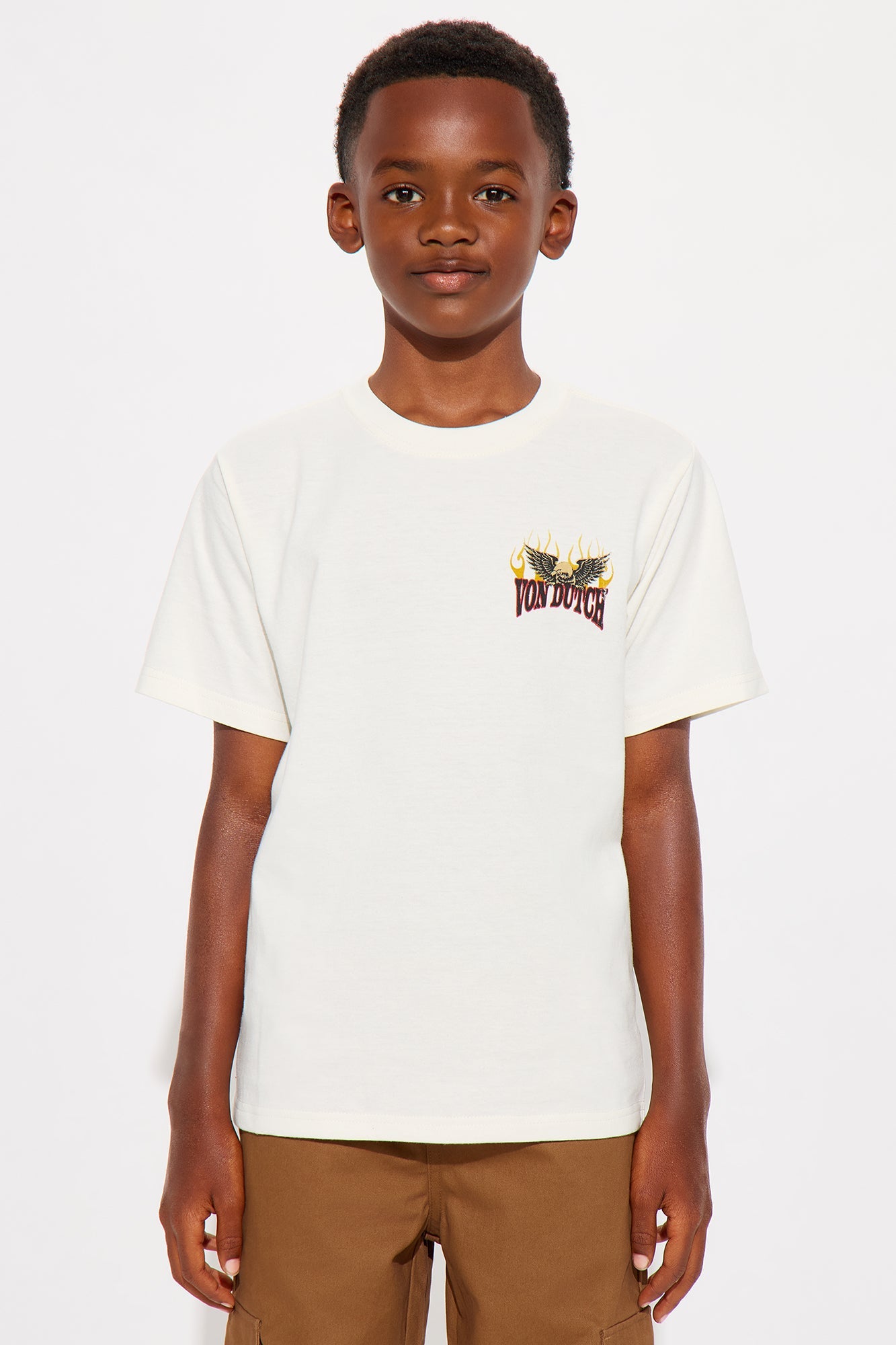 Mini Oversized Von Dutch Eagle Patch Tee - Cream