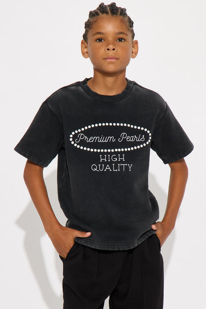 Mini Tyson Premium Pearls Short Sleeve Tee - Black Wash