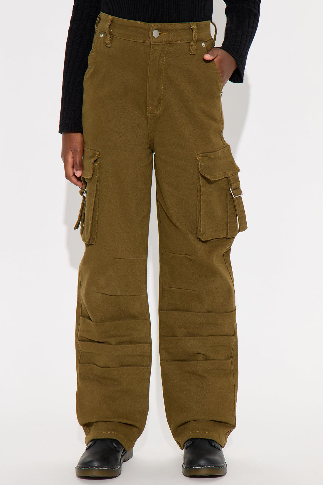 Mini Honey Wide Leg Cargo Pant - Dark Olive