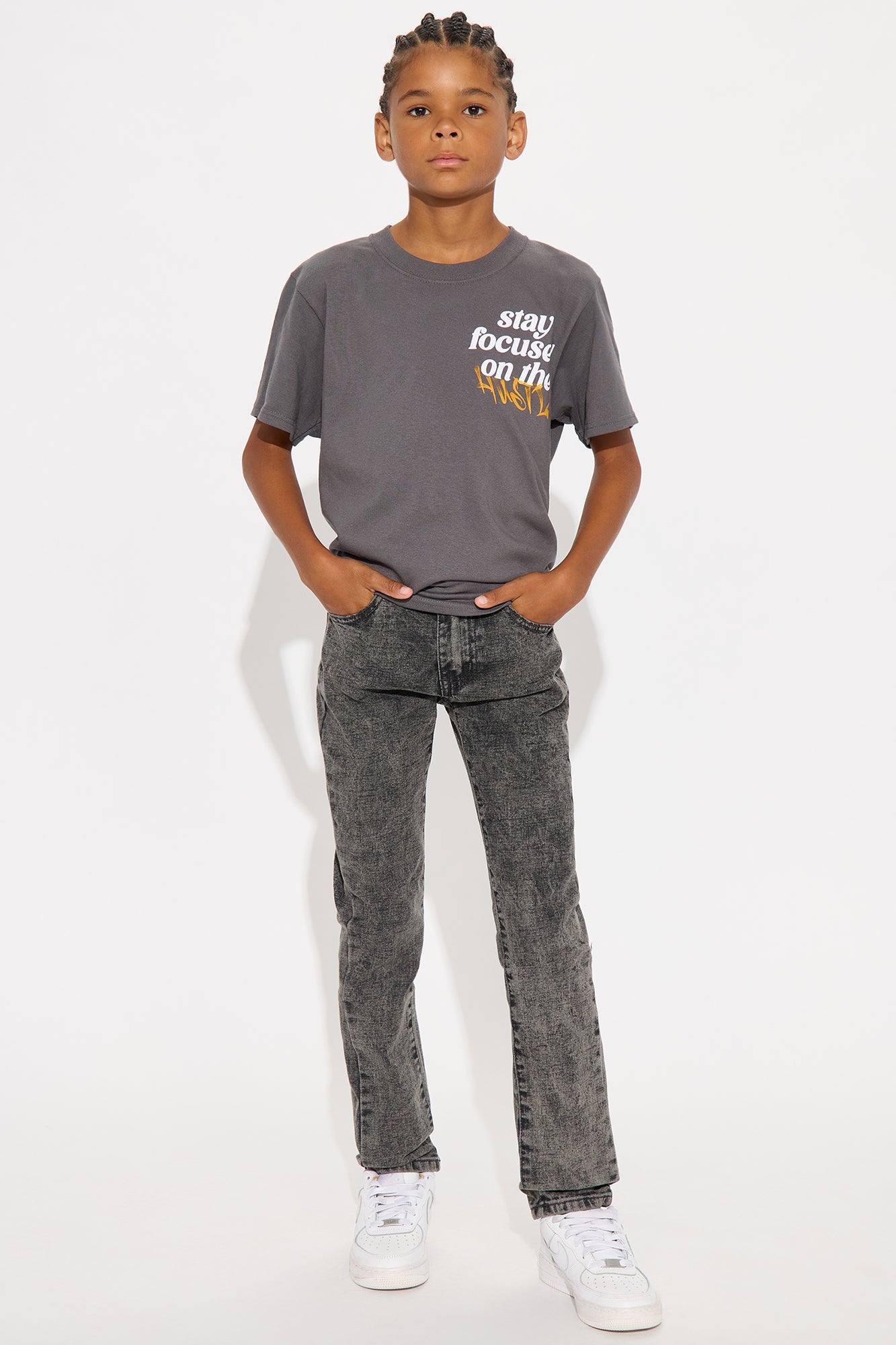 Mini Focused On The Hustle Short Sleeve Tee - Charcoal