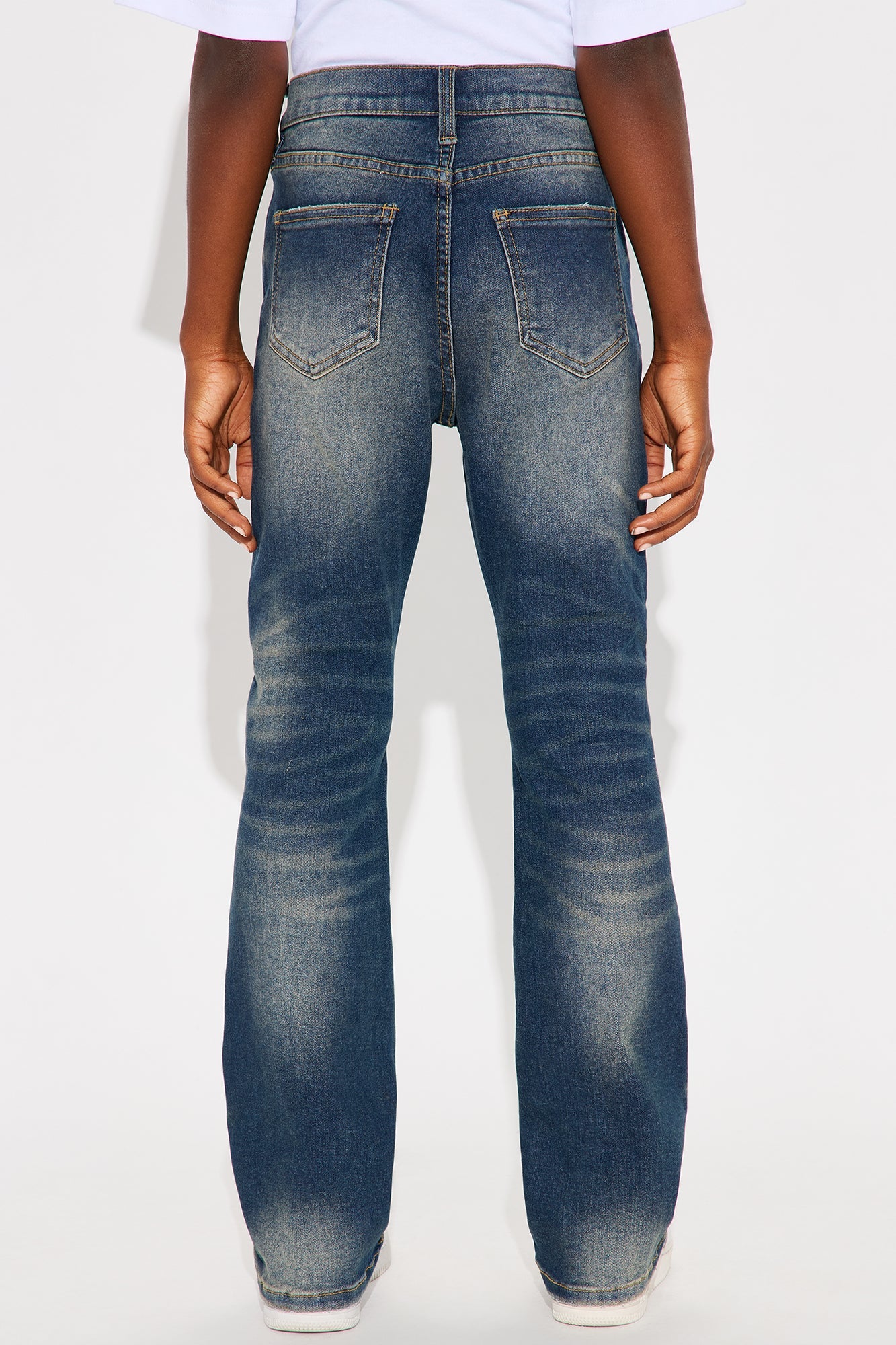 Mini Stacked Skinny Flare Be Brave Be Fearless Embroidered Jean - Dark Wash