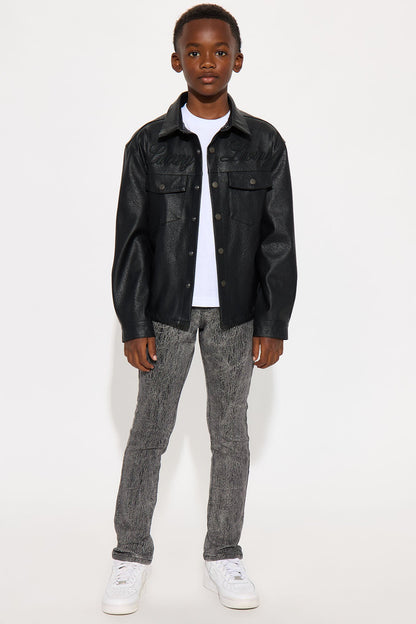 Mini Luxury Living Faux Leather Overshirt - Black