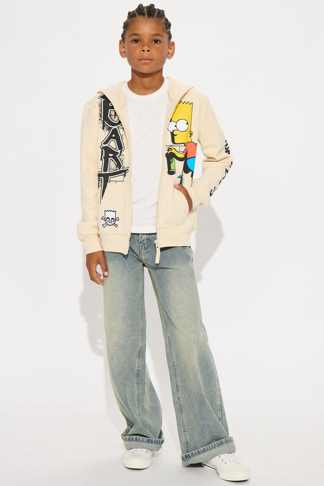 Mini Bart Simpson Graffiti Zip Hoodie - Sand