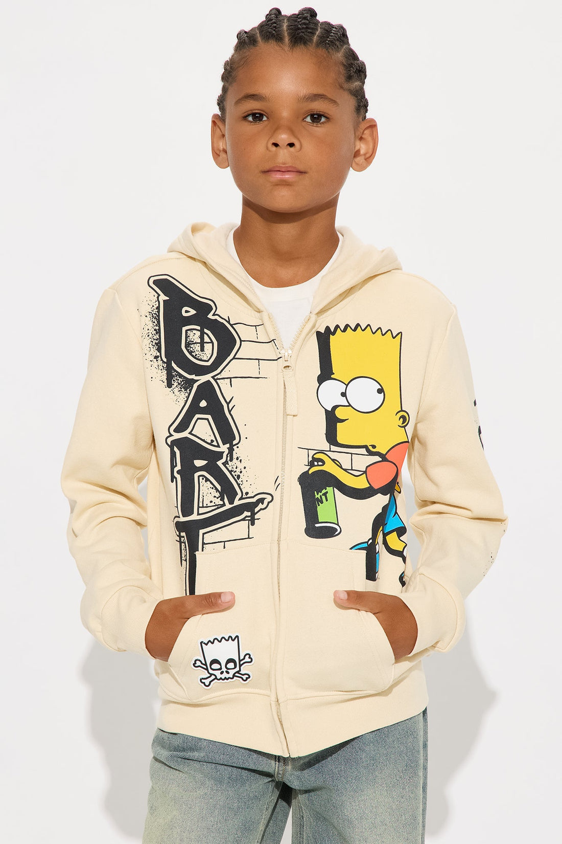 Mini Bart Simpson Graffiti Zip Hoodie - Sand
