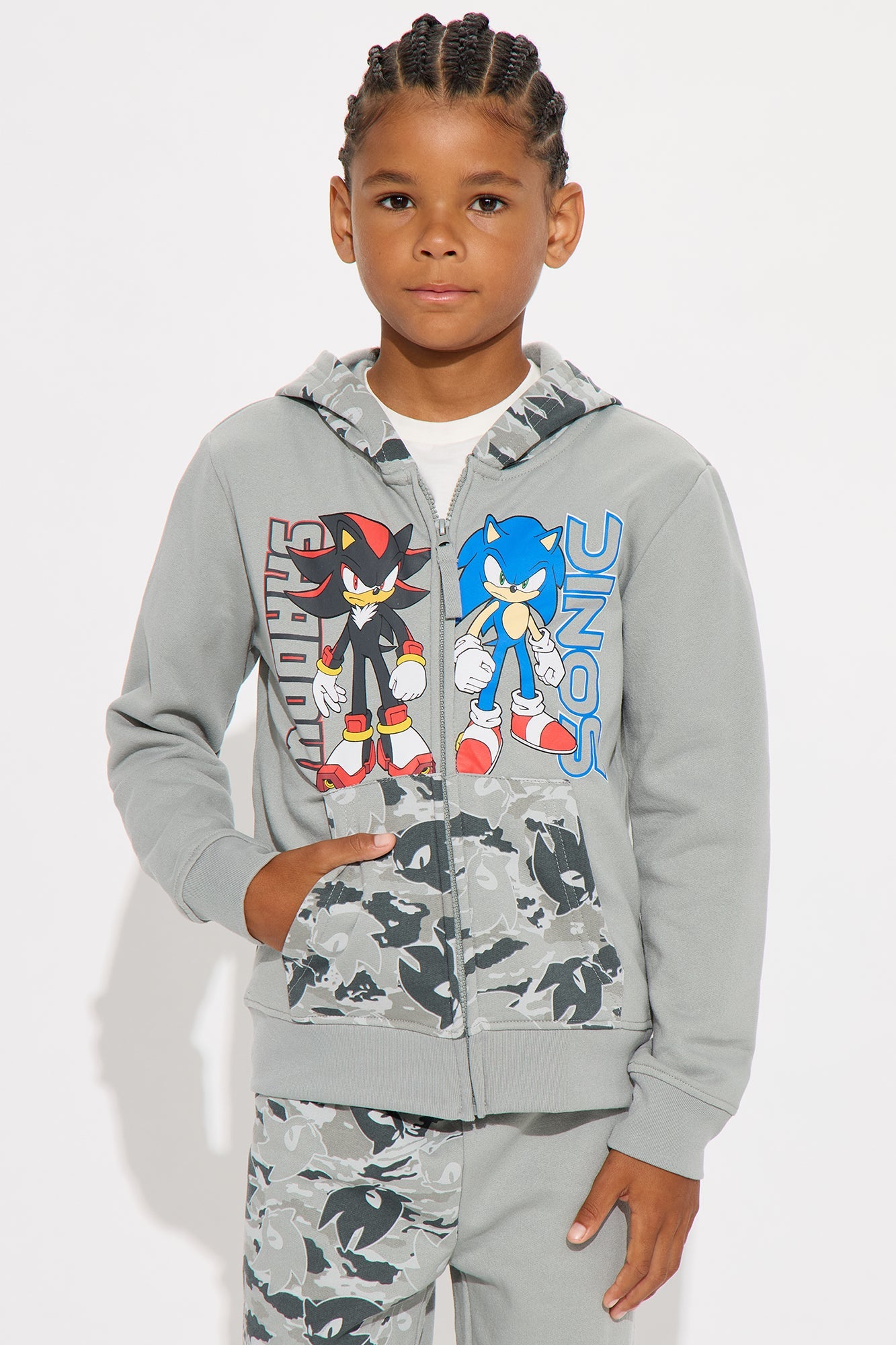 Mini Sonic and Shadow Camo Jogger Pant Set - Silver