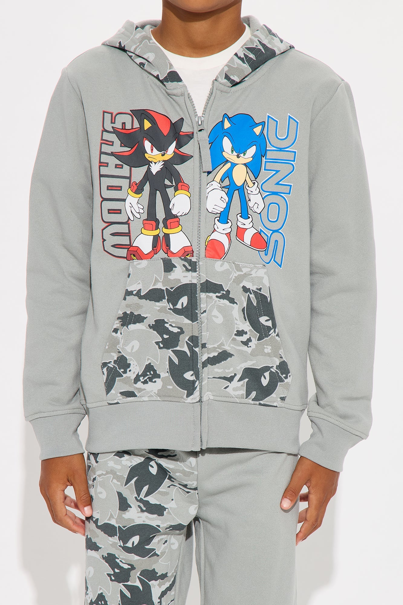 Mini Sonic and Shadow Camo Jogger Pant Set - Silver