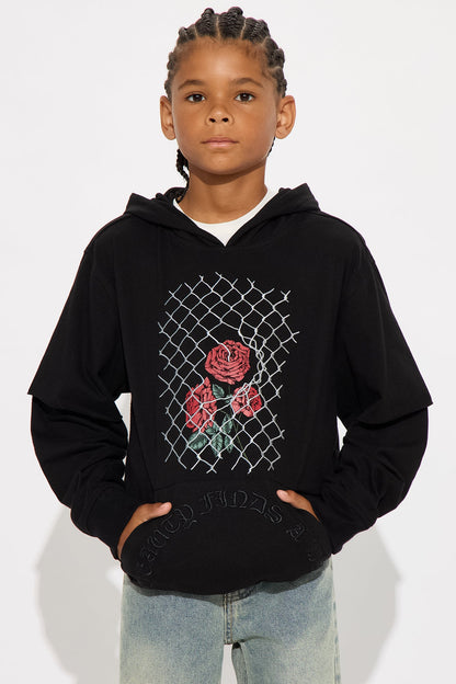 Mini Graphic Hooded Twofer Shirt - Black