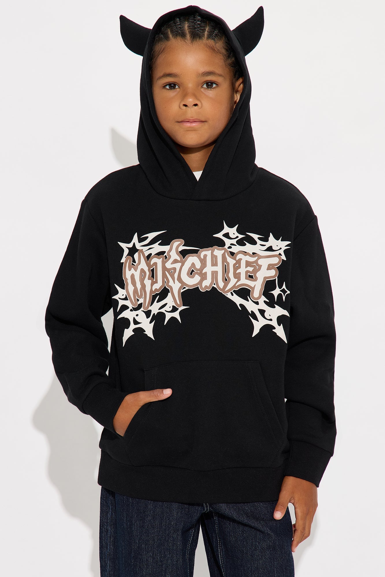 Mini Tyson Mischief Oversized Hoodie - Black
